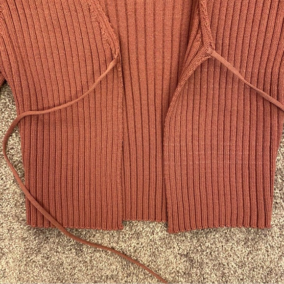 Zara Women's Ribbed Knit Tie Front Long Sleeve Crop Cardigan Sweater Top Size M - Picture 5 of 12